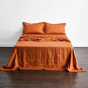 Bed Threads 100% French Flax Linen Rust Quilt - Medium